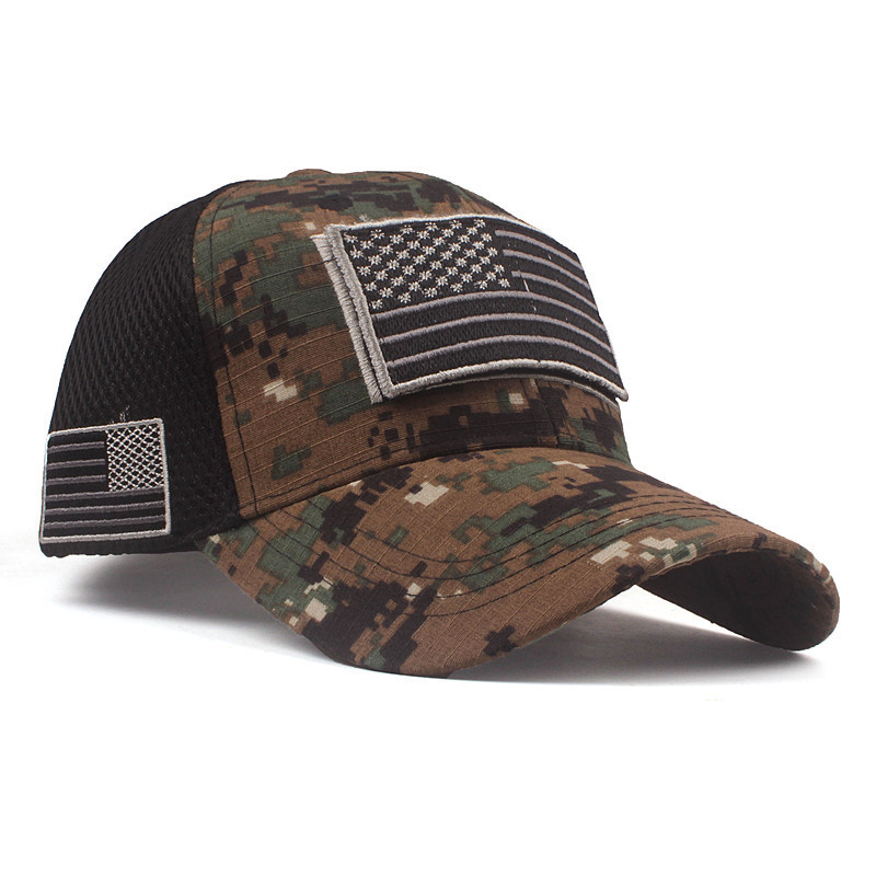 American Flag Camouflage Baseball  Korean Style Casual Cotton Cap Hat-Forestso