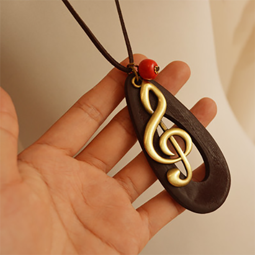 Oval Water Drop Wooden Big Note Long Necklace-Forestso