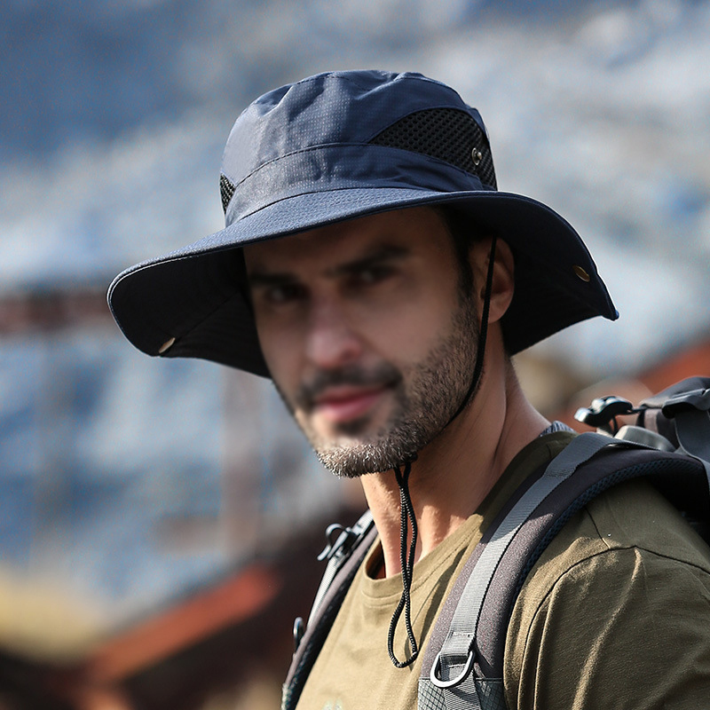 Outdoor Fishing  Mountaineering Men's Sunshade Breathable Big Brim Fisherman Hat-Forestso