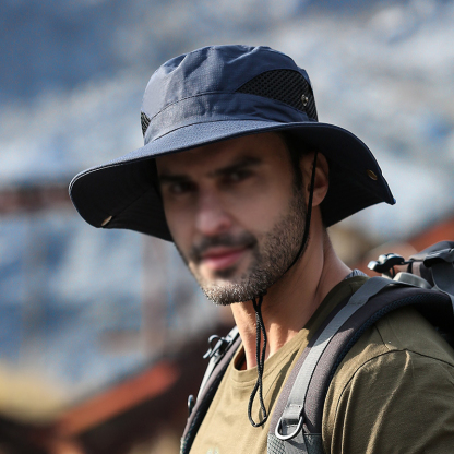 Outdoor Fishing  Mountaineering Men's Sunshade Breathable Big Brim Fisherman Hat-Forestso