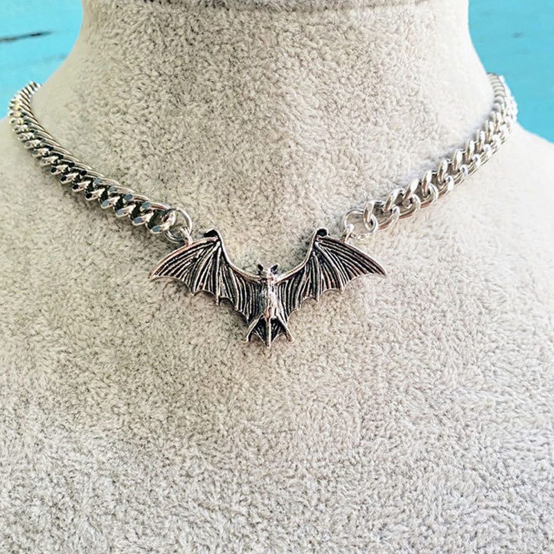 Creative Bat Pendant Gothic Style Handmade Necklace-Forestso