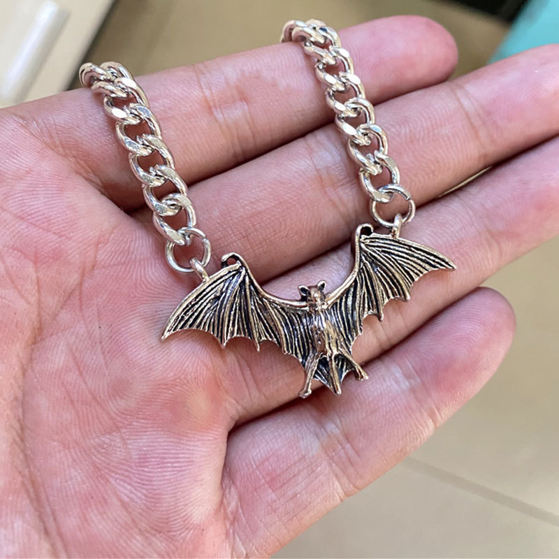 Creative Bat Pendant Gothic Style Handmade Necklace-Forestso
