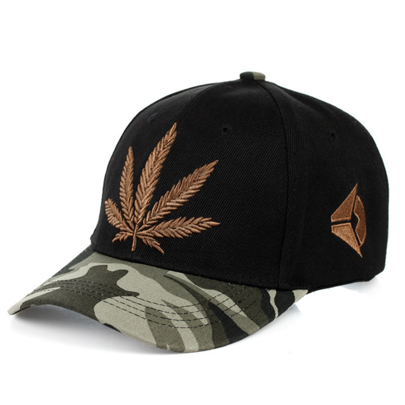 Camouflage Color Matching Maple Leaf Embroidery Casual Hat-Forestso