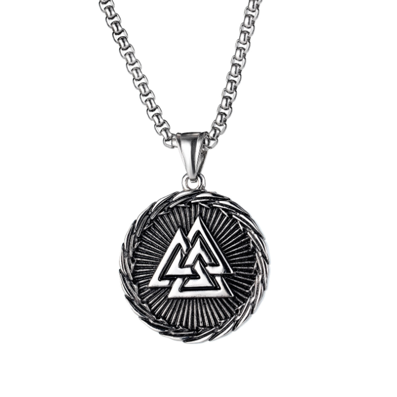 Retro Ding Triangle Rune Stainless Steel Necklace-Forestso