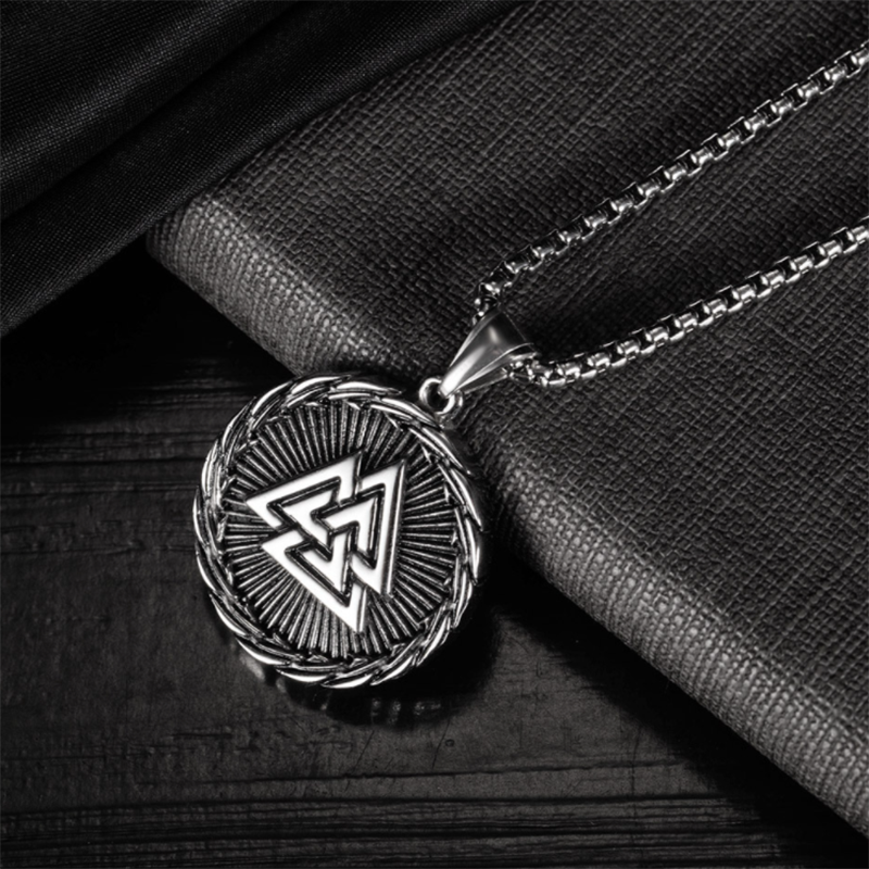 Retro Ding Triangle Rune Stainless Steel Necklace-Forestso