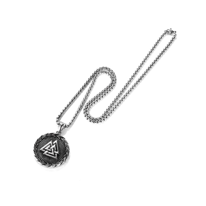 Retro Ding Triangle Rune Stainless Steel Necklace-Forestso