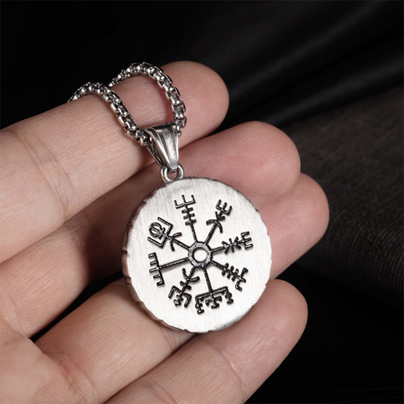 Retro Ding Triangle Rune Stainless Steel Necklace-Forestso