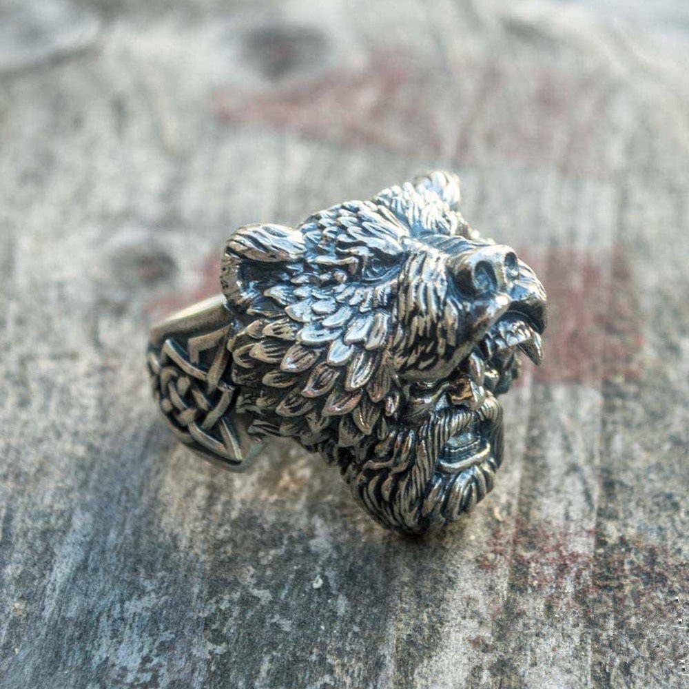 Viking Bear Warrior Men's Vintage Ring-Forestso