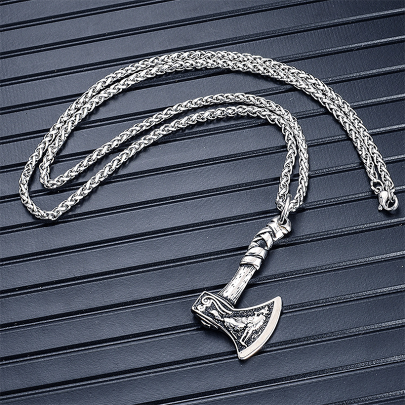 Personality Stainless Steel Viking Axe Necklace-Forestso