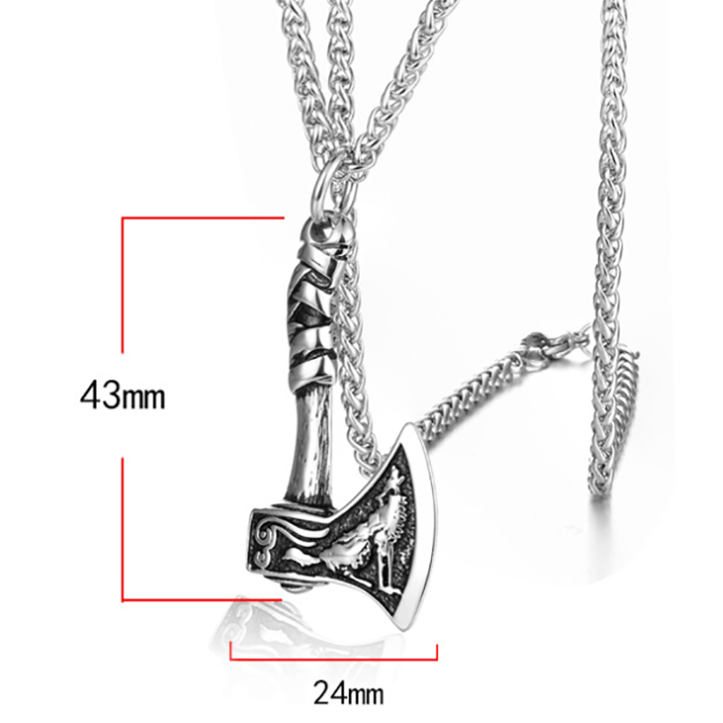 Personality Stainless Steel Viking Axe Necklace-Forestso
