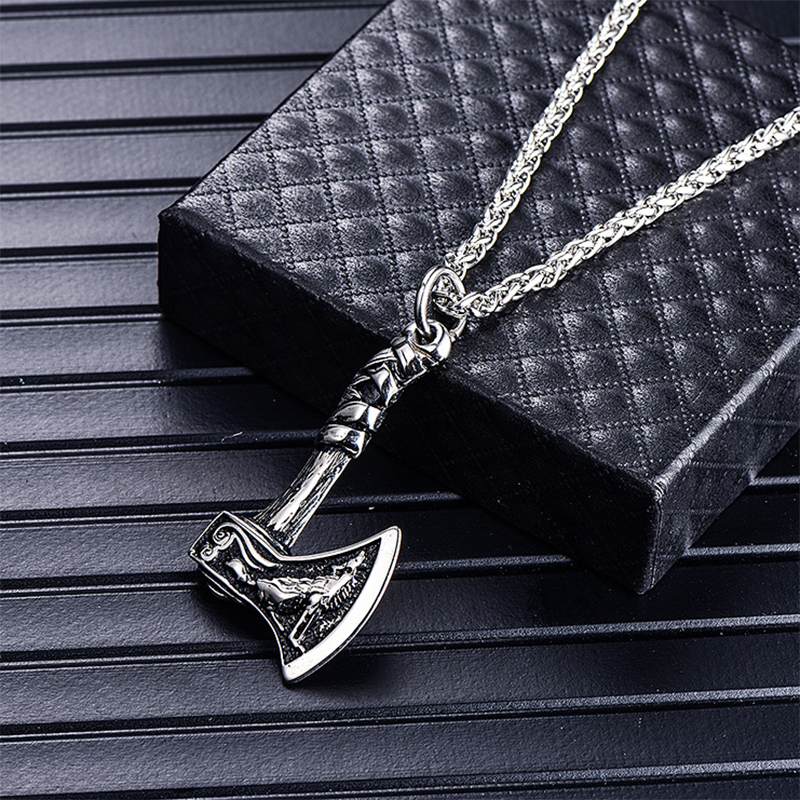Personality Stainless Steel Viking Axe Necklace-Forestso