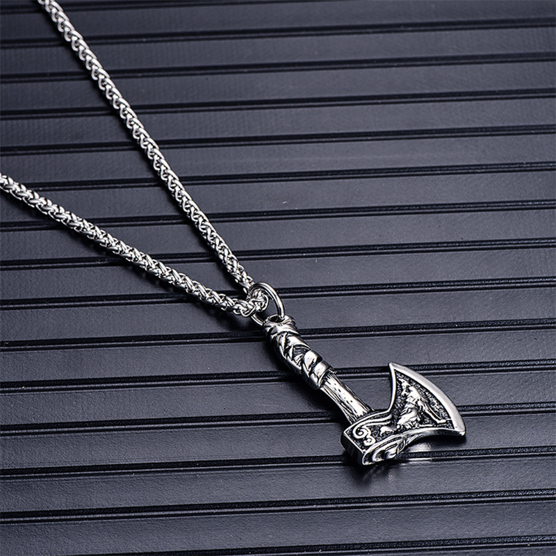 Personality Stainless Steel Viking Axe Necklace-Forestso