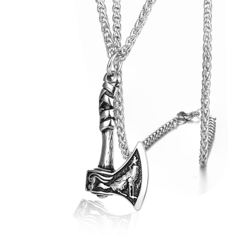 Personality Stainless Steel Viking Axe Necklace-Forestso