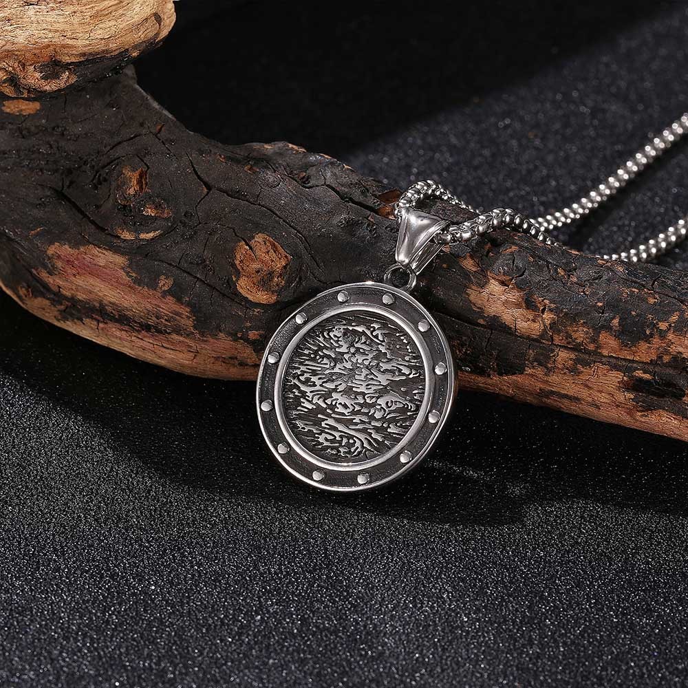 Viking Odin Logo Compass Runavin Retro Male Necklace-Forestso
