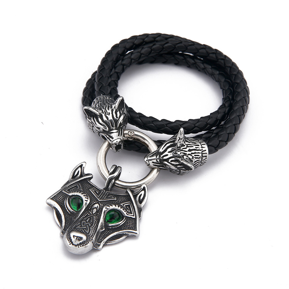 Viking Wolf Head Pendant Vintage Necklace-Forestso