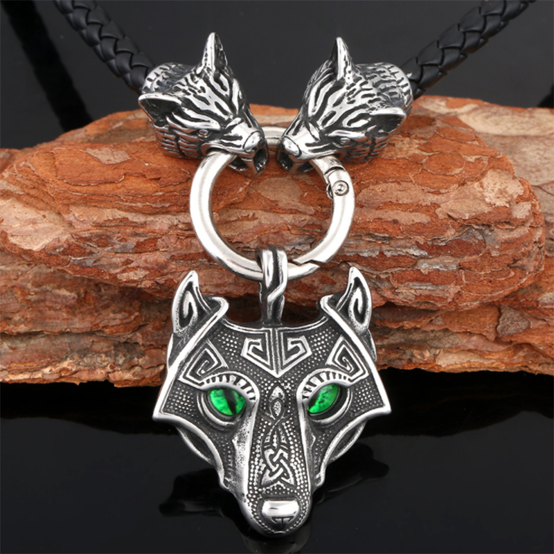 Viking Wolf Head Pendant Vintage Necklace-Forestso
