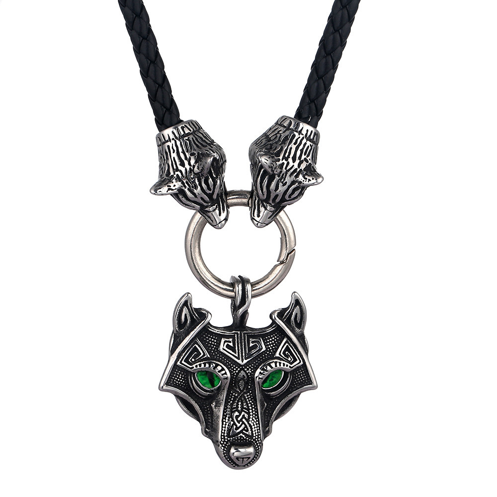 Viking Wolf Head Pendant Vintage Necklace-Forestso