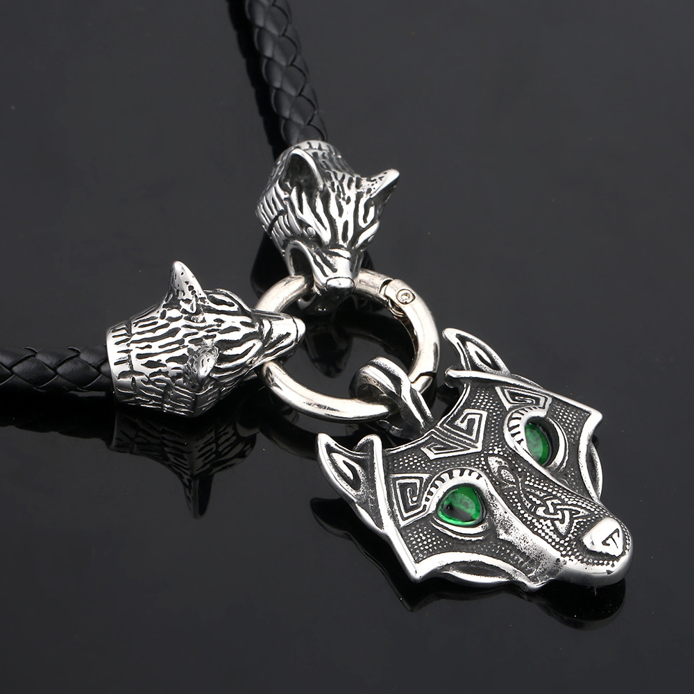 Viking Wolf Head Pendant Vintage Necklace-Forestso