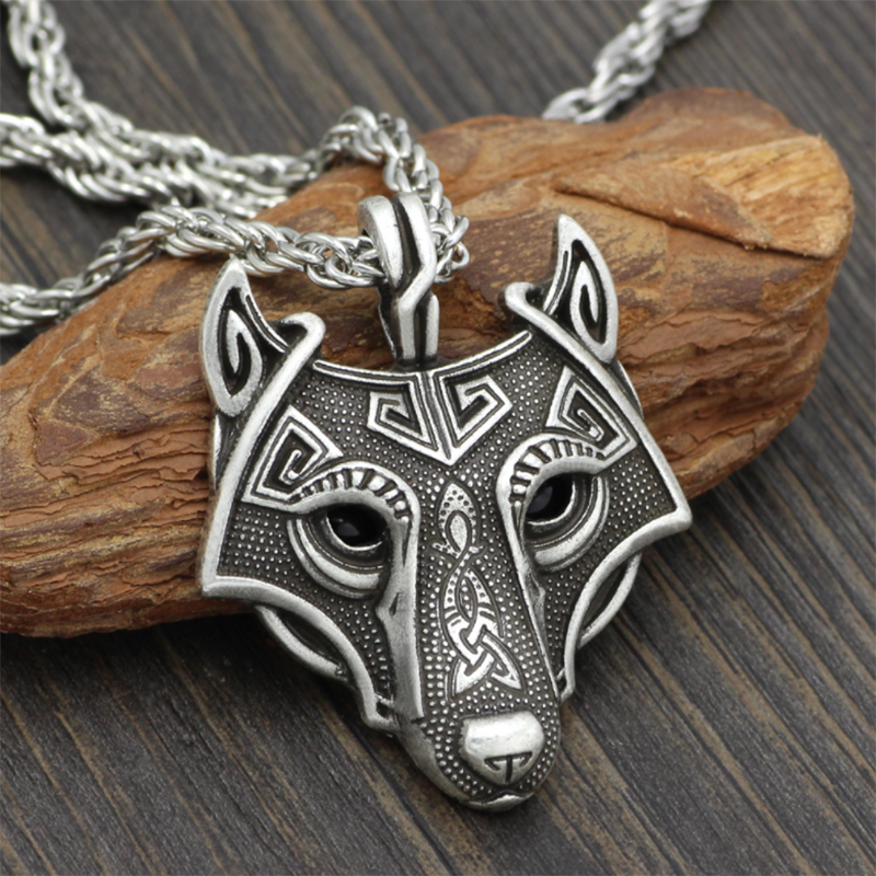 Wolf Head Amulet Pendant Viking Necklace-Forestso