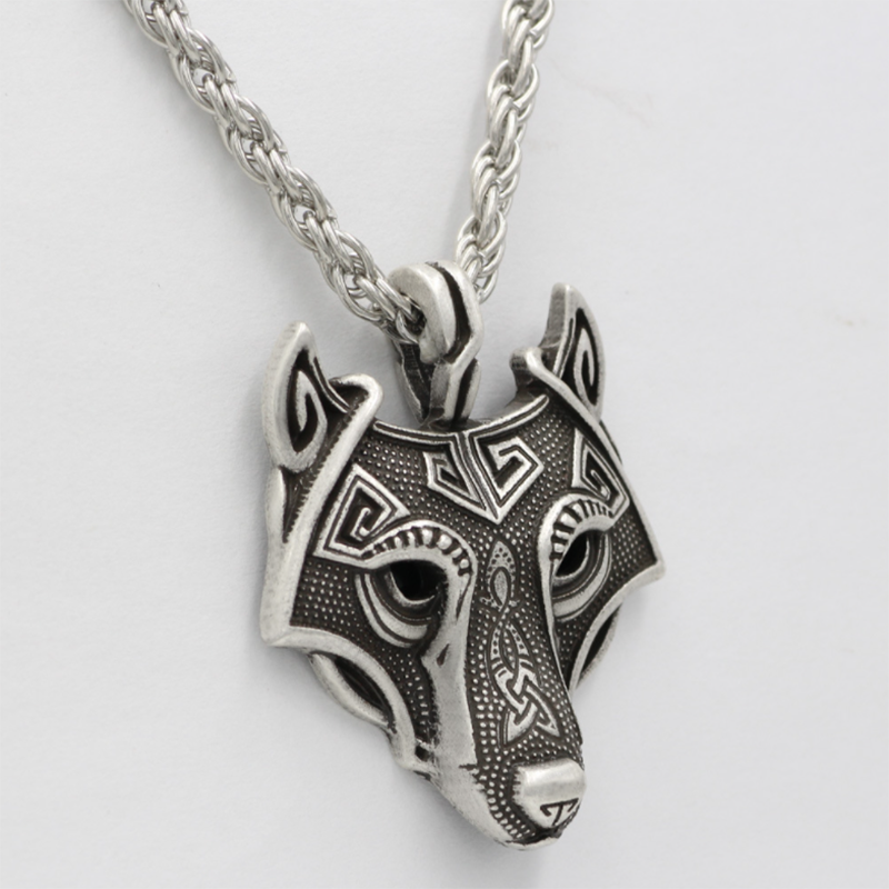 Wolf Head Amulet Pendant Viking Necklace-Forestso