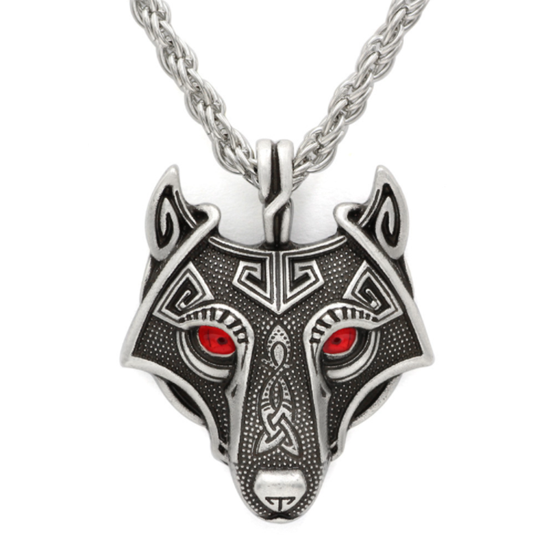 Wolf Head Amulet Pendant Viking Necklace-Forestso