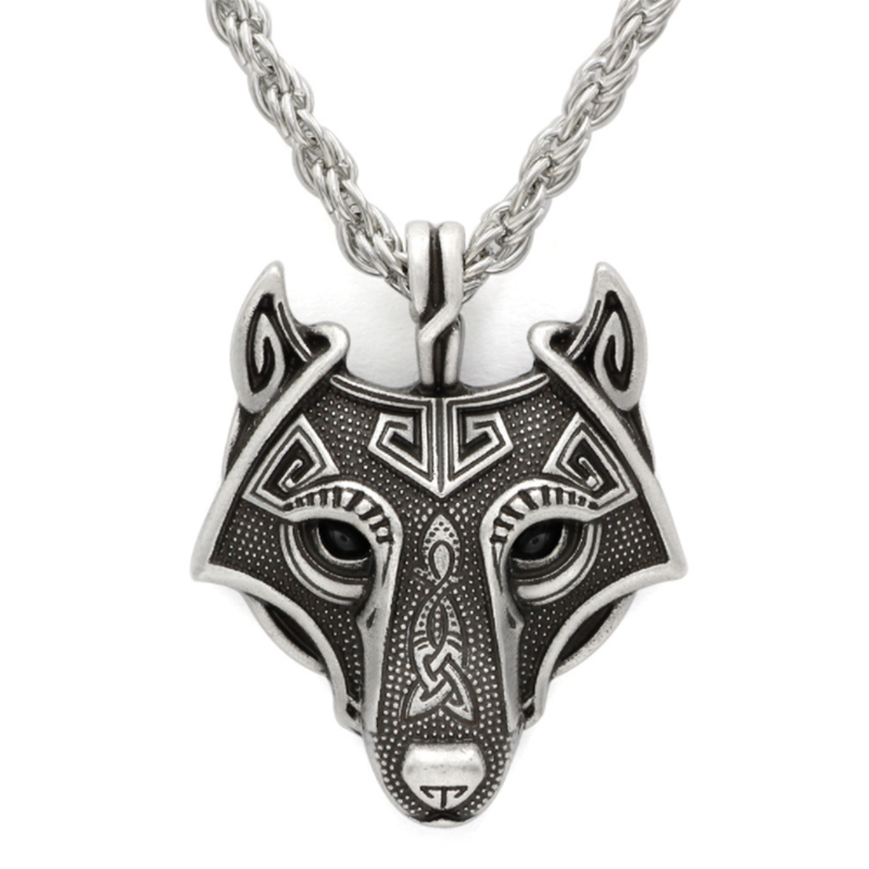 Wolf Head Amulet Pendant Viking Necklace-Forestso