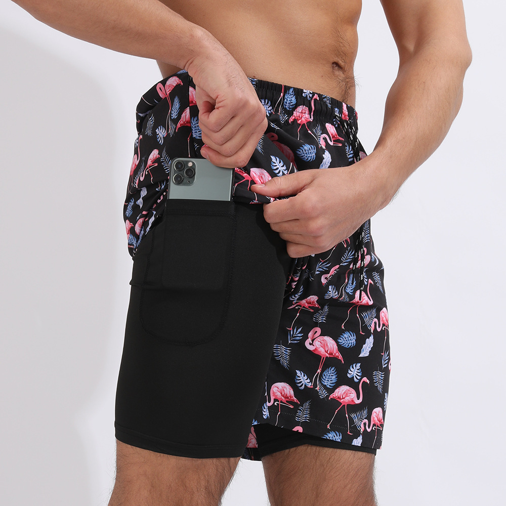 Men's Casual Beach Sports Print Shorts-Forestso