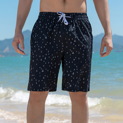 Casual Printed Holiday Beach Men's Shorts-Forestso