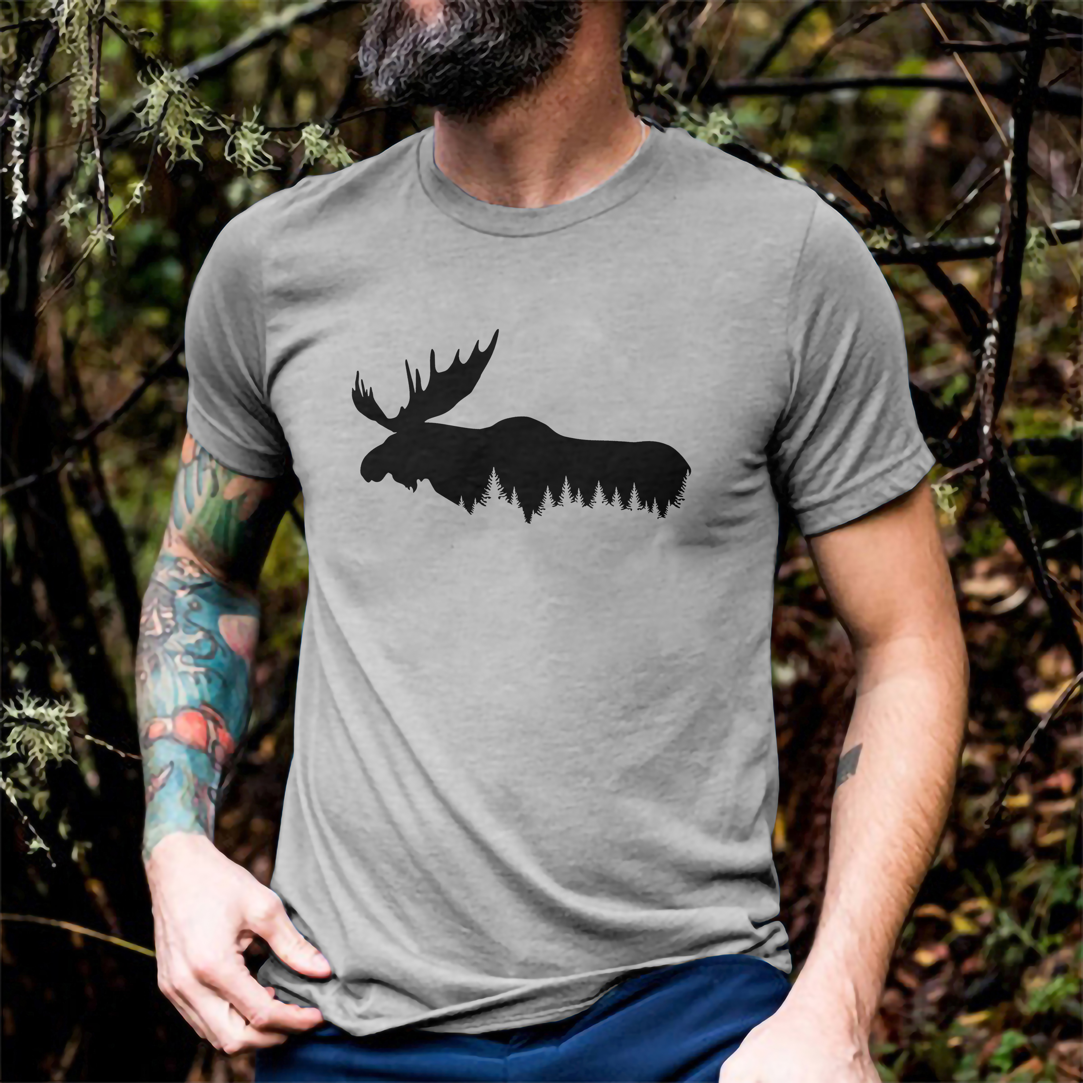 Forest Reindeer Printed Men's T-shirt