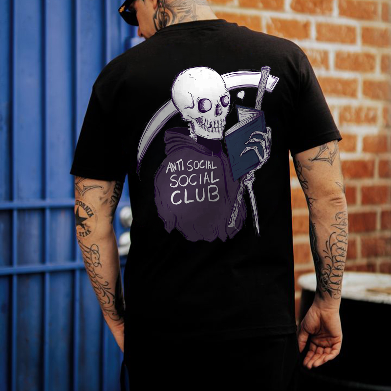 Anti Social Social Club Skull Printed Men's T-shirt-Ranbybox
