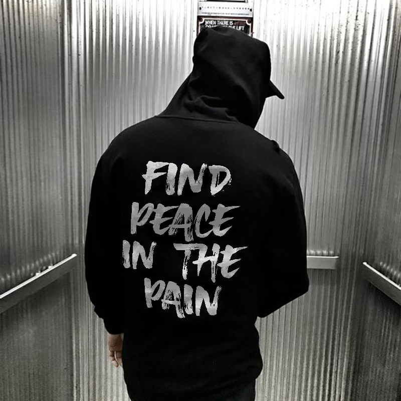 Find Peace In The Pain Letters Printing Casual Hoodie-Ranbybox