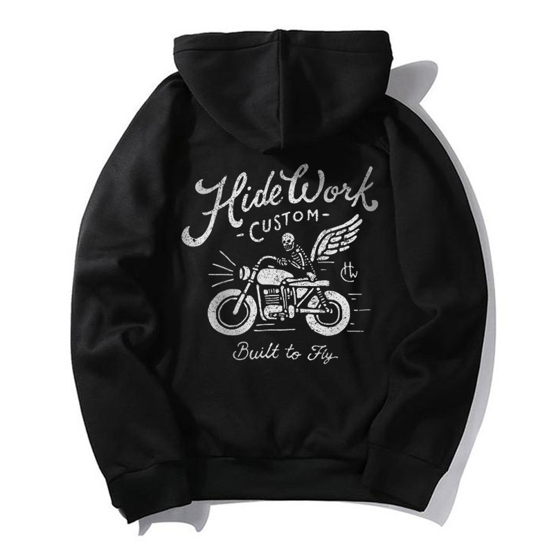  Hide Work Custom Skull Rider Printed Casual Men's Hoodie-Ranbybox