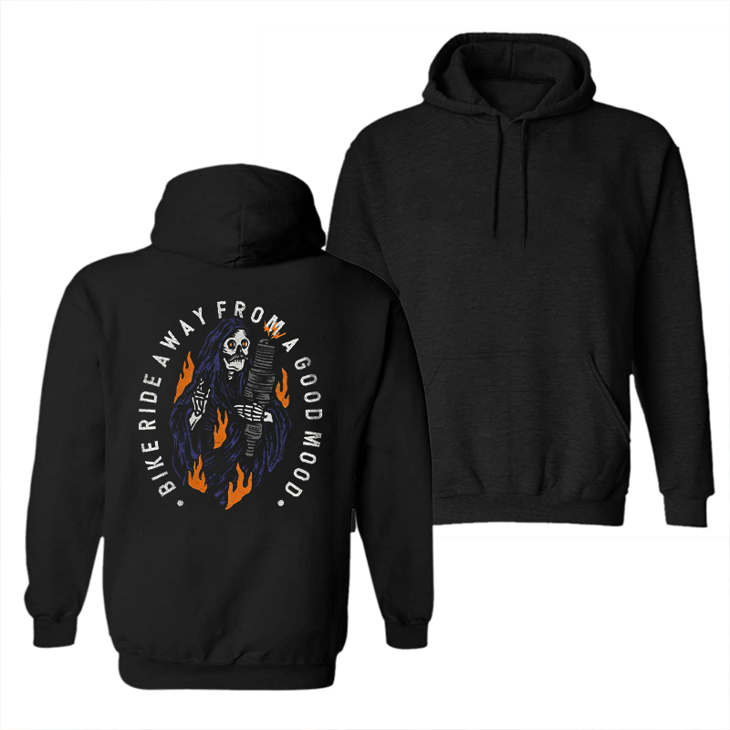  Bike Ride Away From A Good Mood Skull Printed Men's Hoodie-Ranbybox