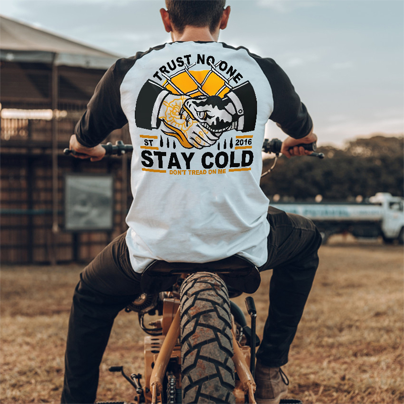  Trust No One Printed Men's Colorblock T-shirt-Ranbybox