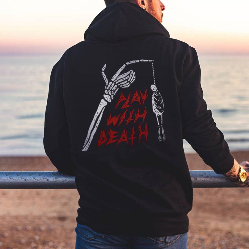  Letter Skeleton Printed Men's Casual Hoodie-Ranbybox