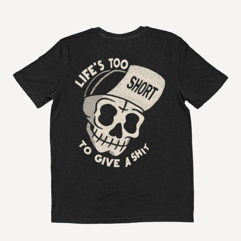 Uprandy Life Too Short To Give A Shit Skull Printed Men T-Shirt