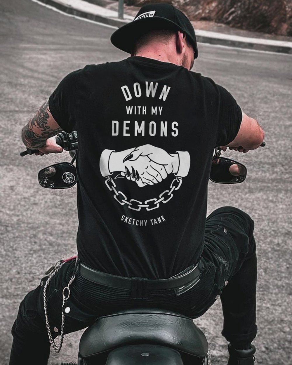  Down with my demons printed men's designer T-shirt-Ranbybox