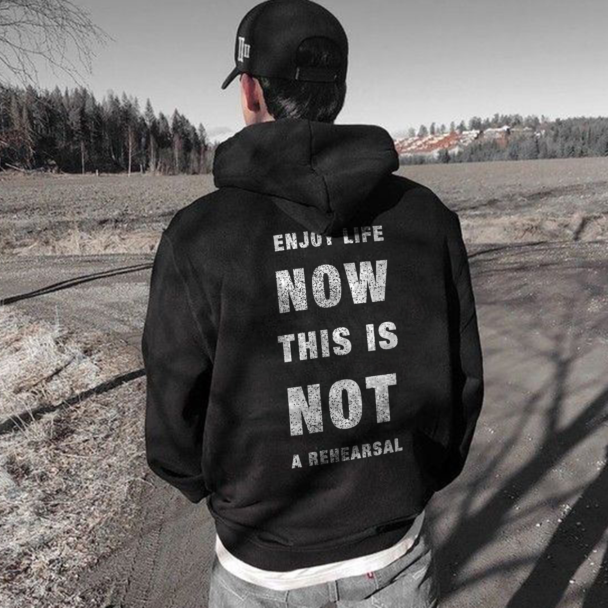  Enjoy Life Now This Is Not A Rehearsal Printed Men's Hoodie-Ranbybox