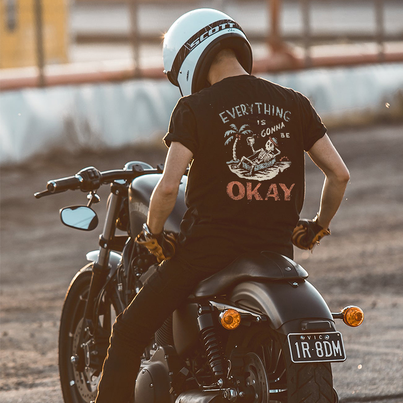 Every Thing Is Ginna Be Okay Skull Printed Men's T-shirt-Ranbybox