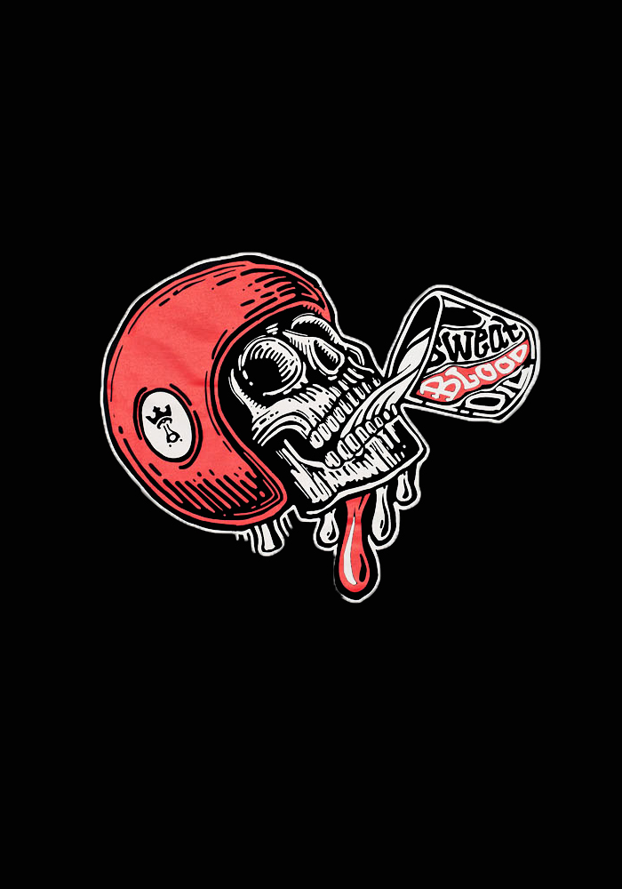  Red helmet print black t-shirt-Ranbybox