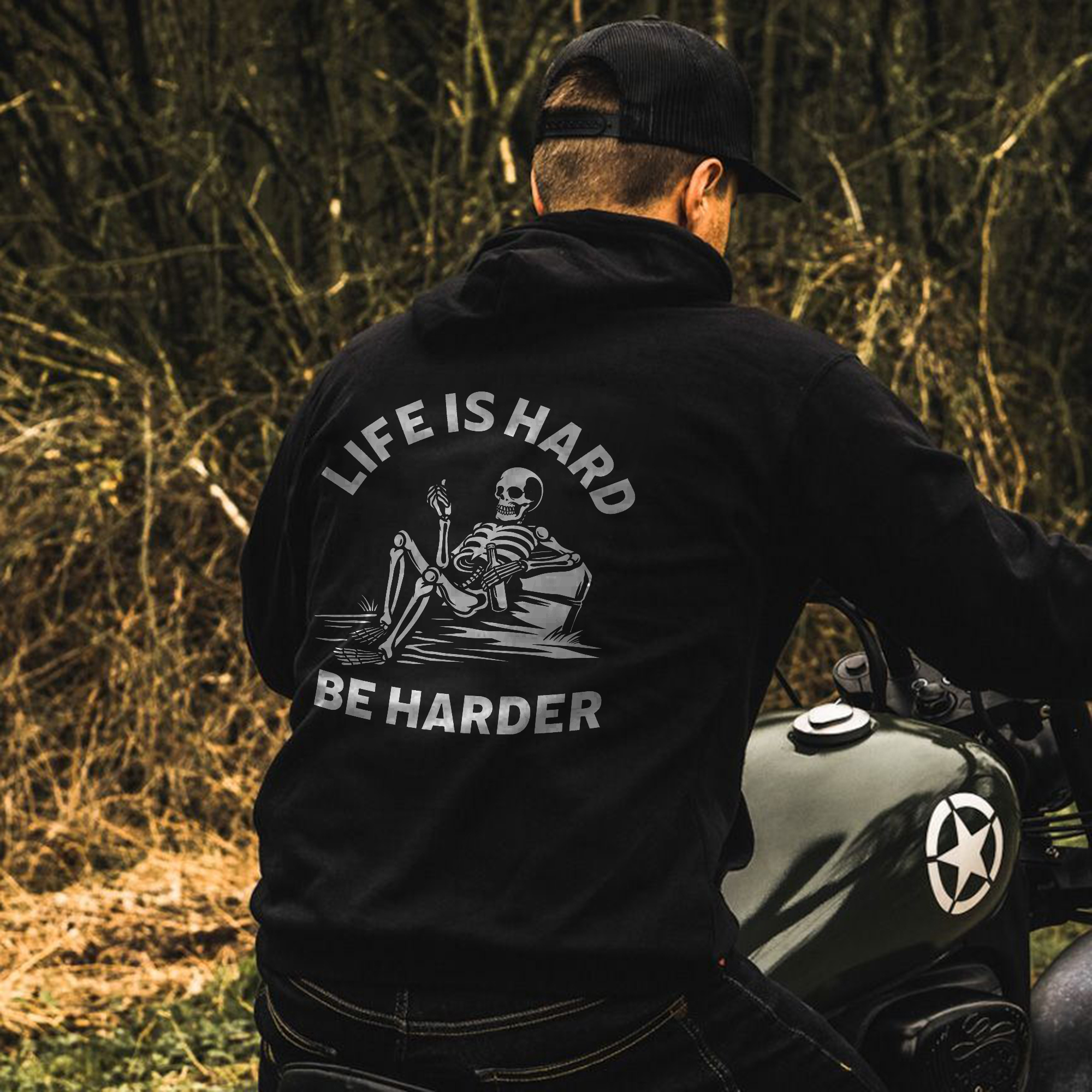  Life Is Hard Be Harder Skull Printed Men's Hoodie-Ranbybox