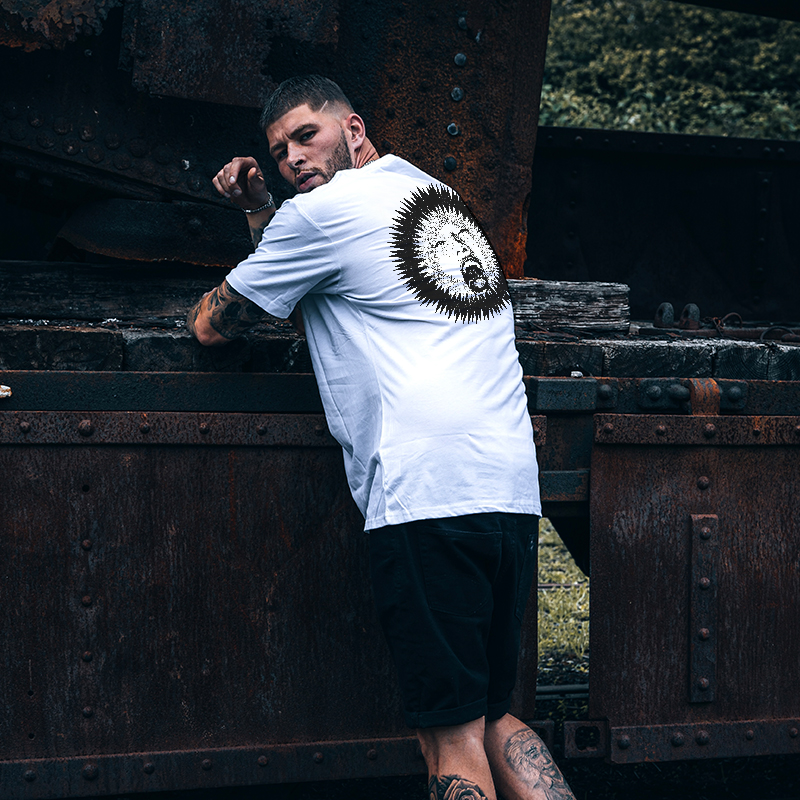 Screaming Face Graphic White Men's T-shirt-Ranbybox
