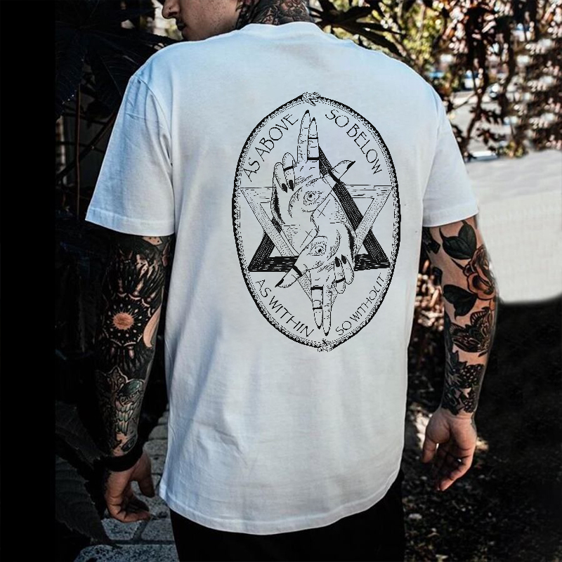 As Above So Below Printed Satanic Symbols T-shirts-Ranbybox