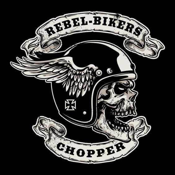 Rebel Bikers and helmet wing skull printed T-Shirt-Ranbybox