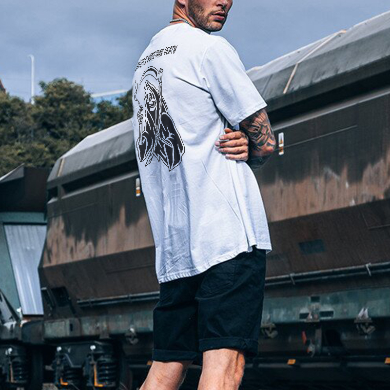  A Wasted Life Is Worse Than Death Skeleton Printed T-shirt-Ranbybox