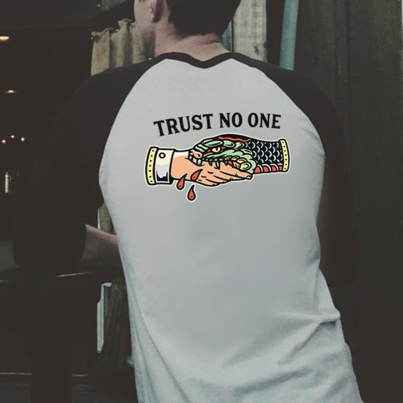  Patchwork Trust No One Python Bite Printed Men's T-shirt-Ranbybox