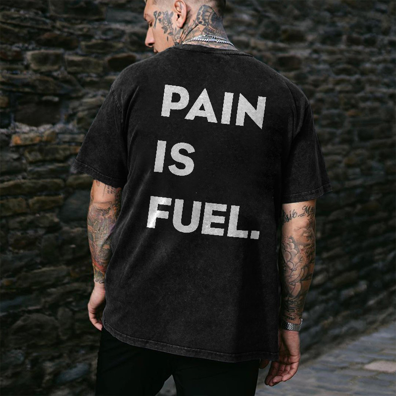 Pain Is Fuel Men's Casual Black T-shirt-Ranbybox