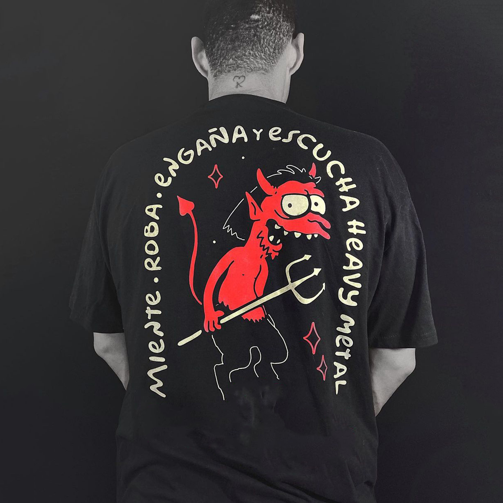  Fashion devil letter print loose regular T-shirt-Ranbybox