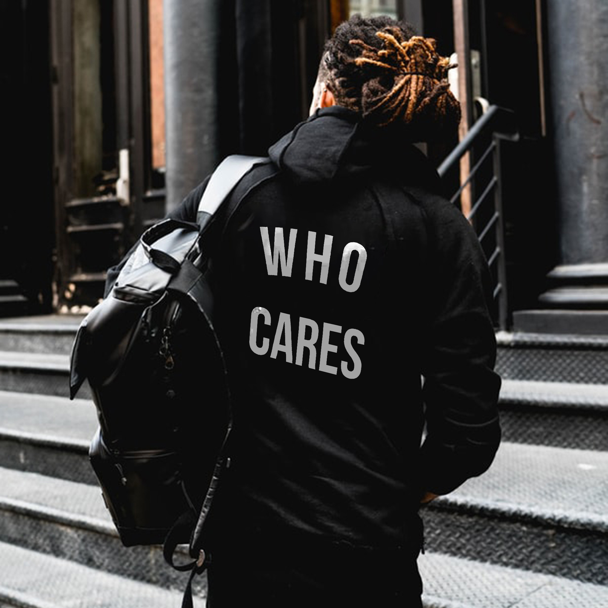  Who Cares Men's Hoodie-Ranbybox