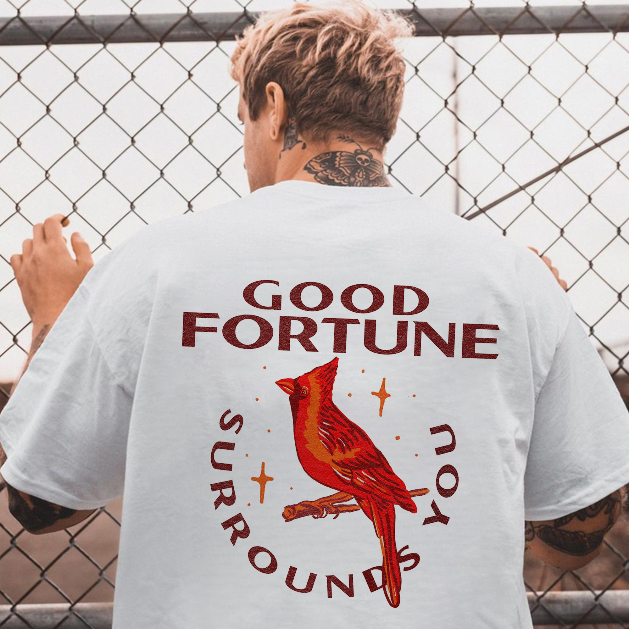 Good Fortune Surrounds You Printed Men's T-shirt-Ranbybox